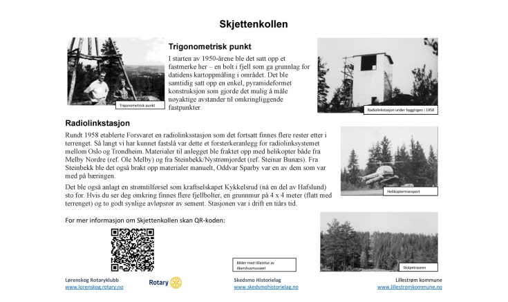 Nytt informasjonsskilt Skjettenkollen. Åpning 13.6 kl.1900